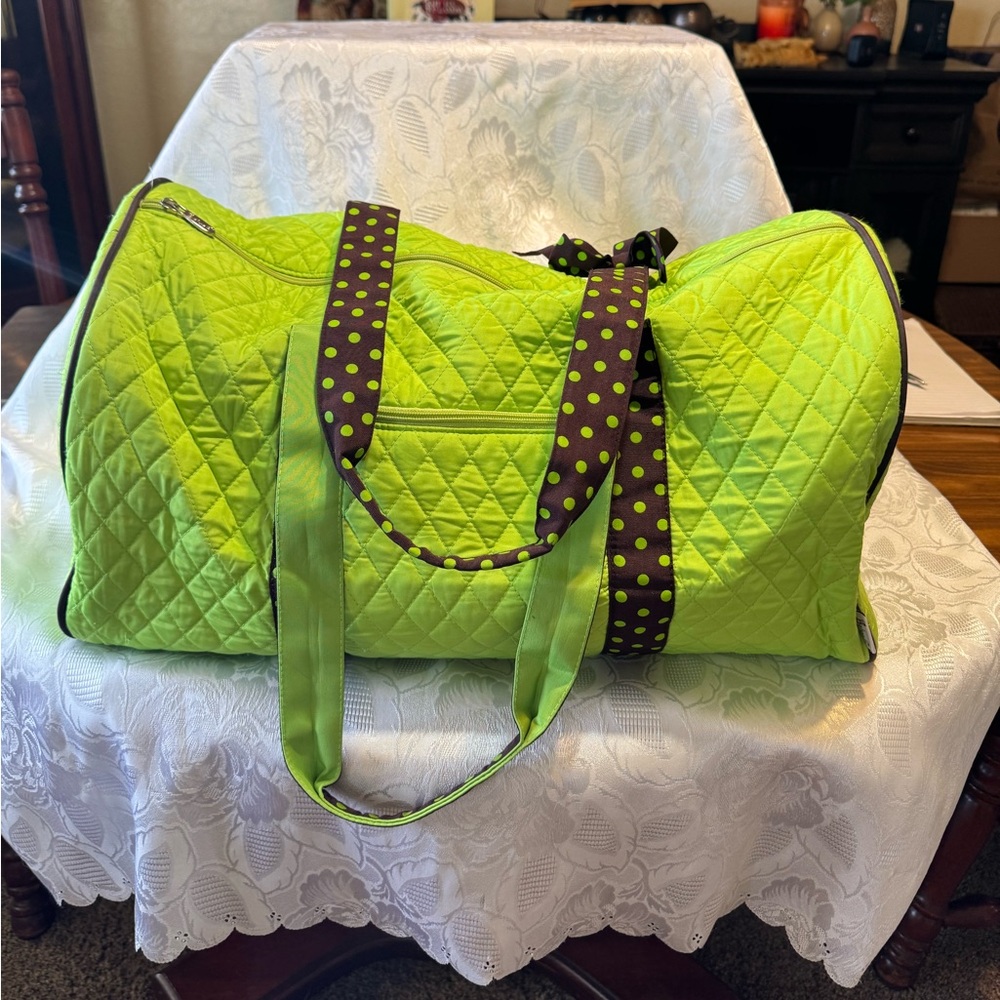 Belvah Quilted Green Duffle Bag